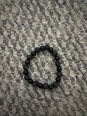 Lava rock and obsidian - Men's Black Lava Stone Beaded Bracelet - Minimal Style